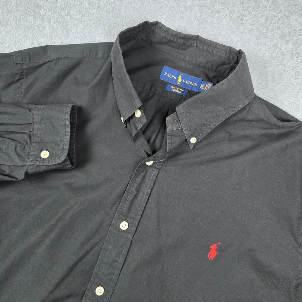 Ralph Lauren XXL Black 100% Cotton Stretch Long Sleeve Button Down Shirt